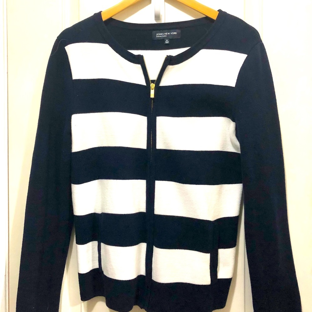 Nautical style zip-front cardigan